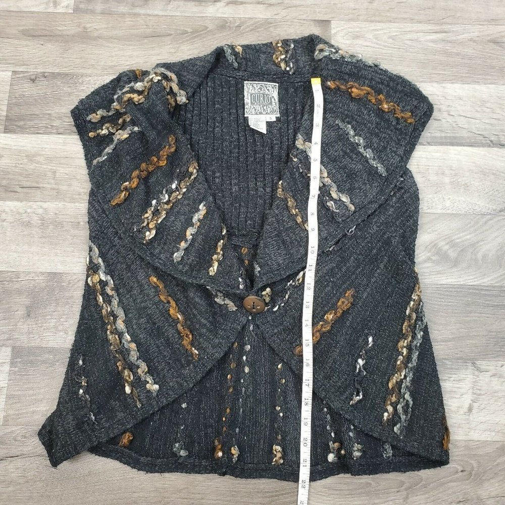 CURIO Small Wool Mohair Angora Sleeveless Knit Draped Women's Cardigan Sweater - Picture 11 of 12